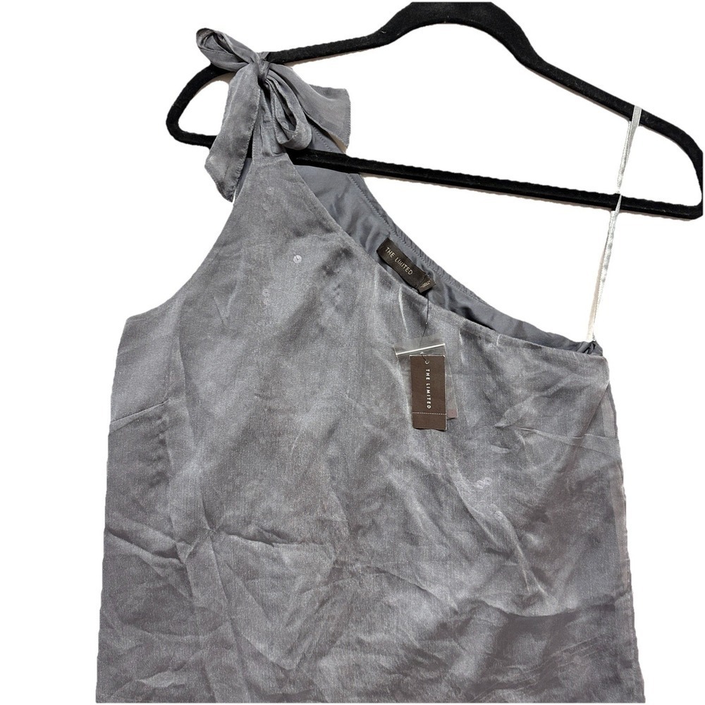 NWT The Limited One Shoulder Top Womens Gray Sequin Whimsigoth Retro Y2K Size XS - Picture 10 of 12